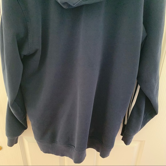 AdIdas Navy Blue and White Stripe Hoodie size Med - Picture 6 of 9